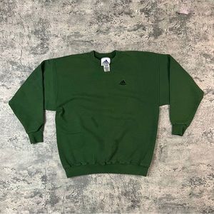 Vintage 90s Adidas Green Crewneck Sweatshirt Size Large